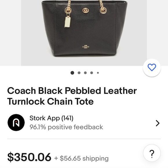 Coach 57107 Turnlock Gold Chain Tote 27 In Pebble Leather Black Bag - Picture 2 of 4